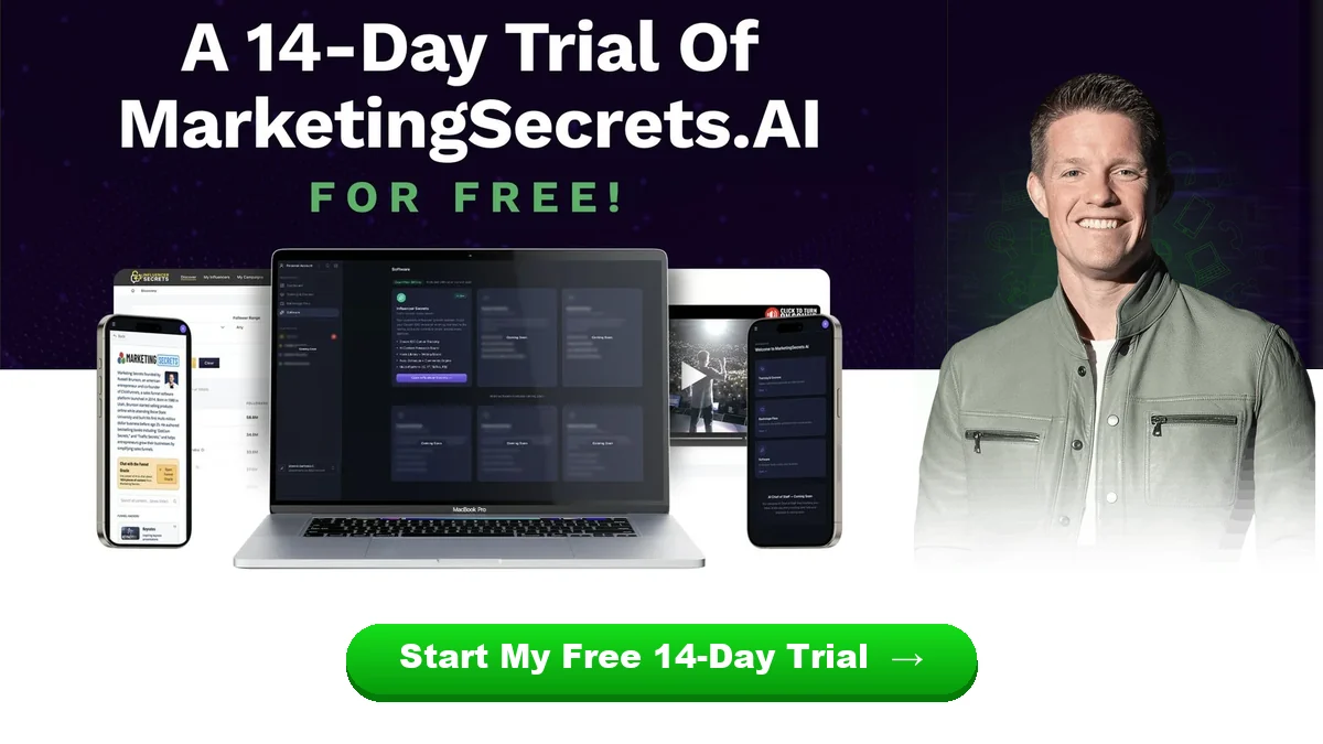 A 14-day free trial of MarketingSecrets.AI, Russell Brunson's AI marketing platform