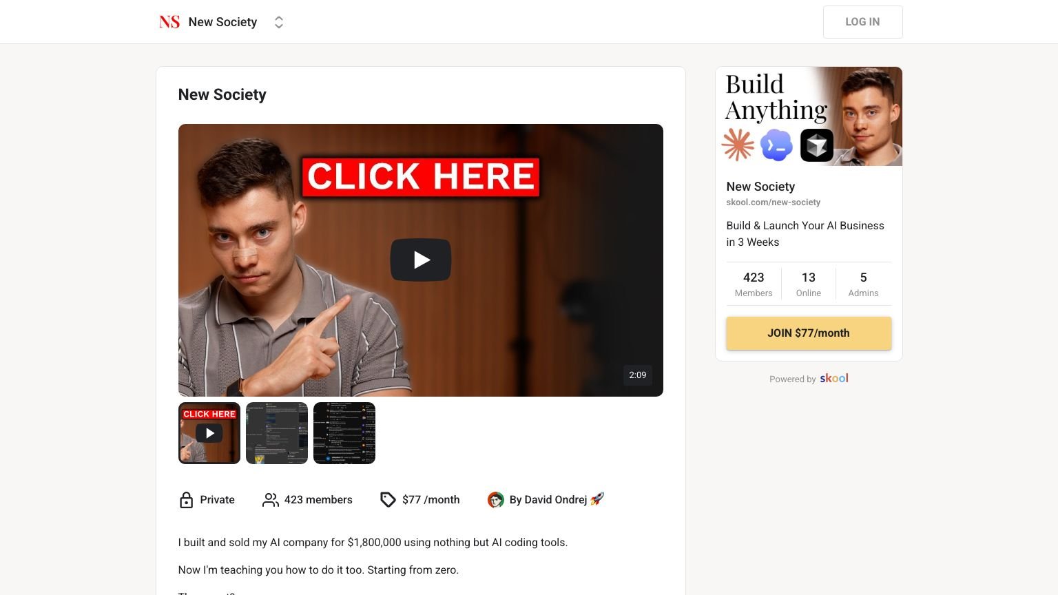 AI Automation Agency Hub Skool community page showing free membership and 311k members