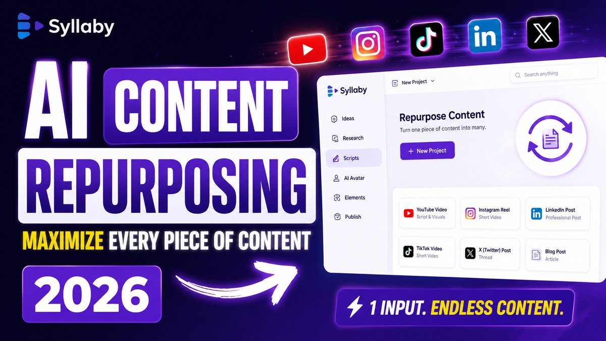 AI content repurposing 2026 — turning one piece of content into many formats