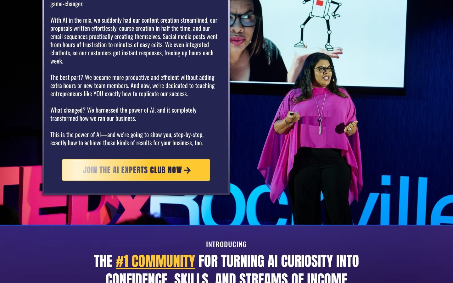AI Experts Club page detail showing how the membership connects to the wider programme