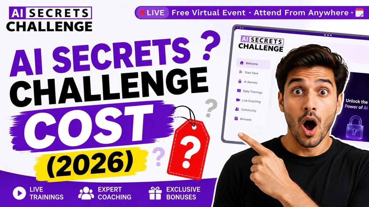 AI Secrets Challenge cost breakdown 2026 — free registration, VIP pass, and MarketingSecrets.AI pricing