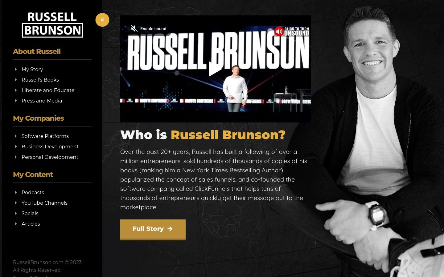 Russell Brunson official site showing the track record behind the AI Secrets Challenge