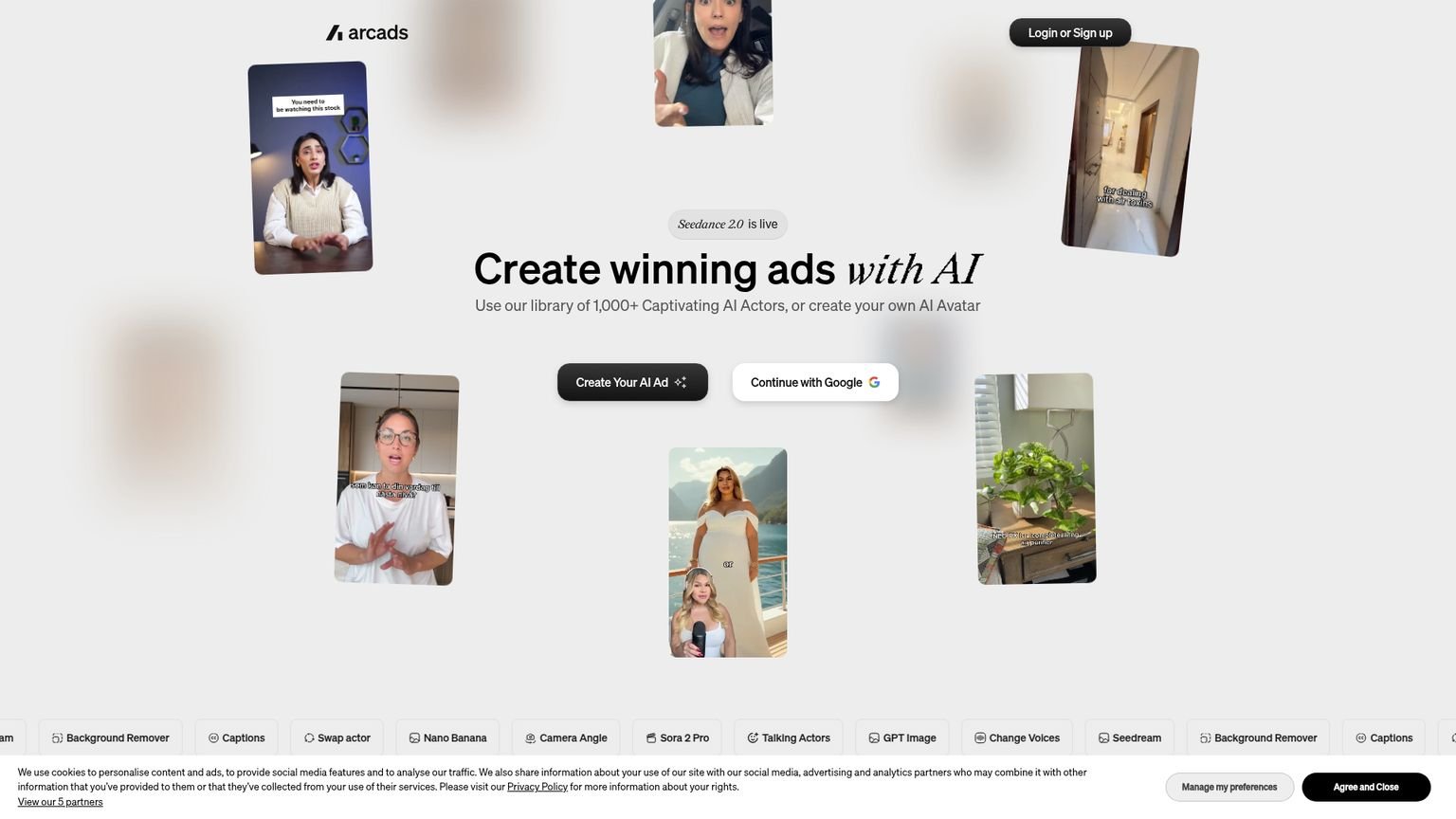 Arcads AI homepage