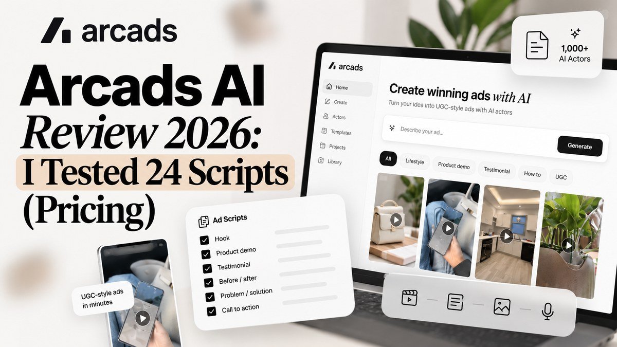 Arcads AI UGC video generation platform dashboard with AI actor library