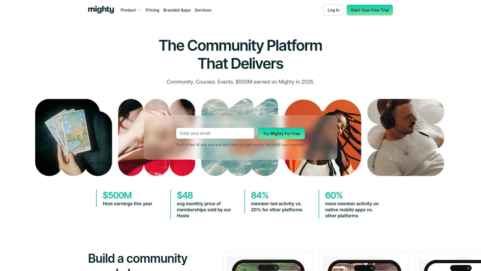 Mighty Networks homepage