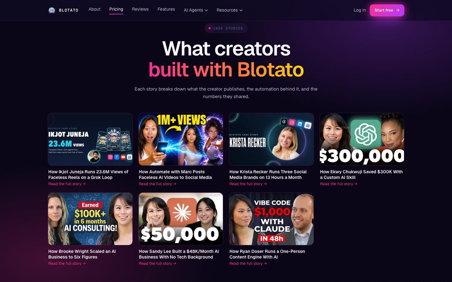 Blotato pricing FAQ covering billing, plan limits and cancellation terms