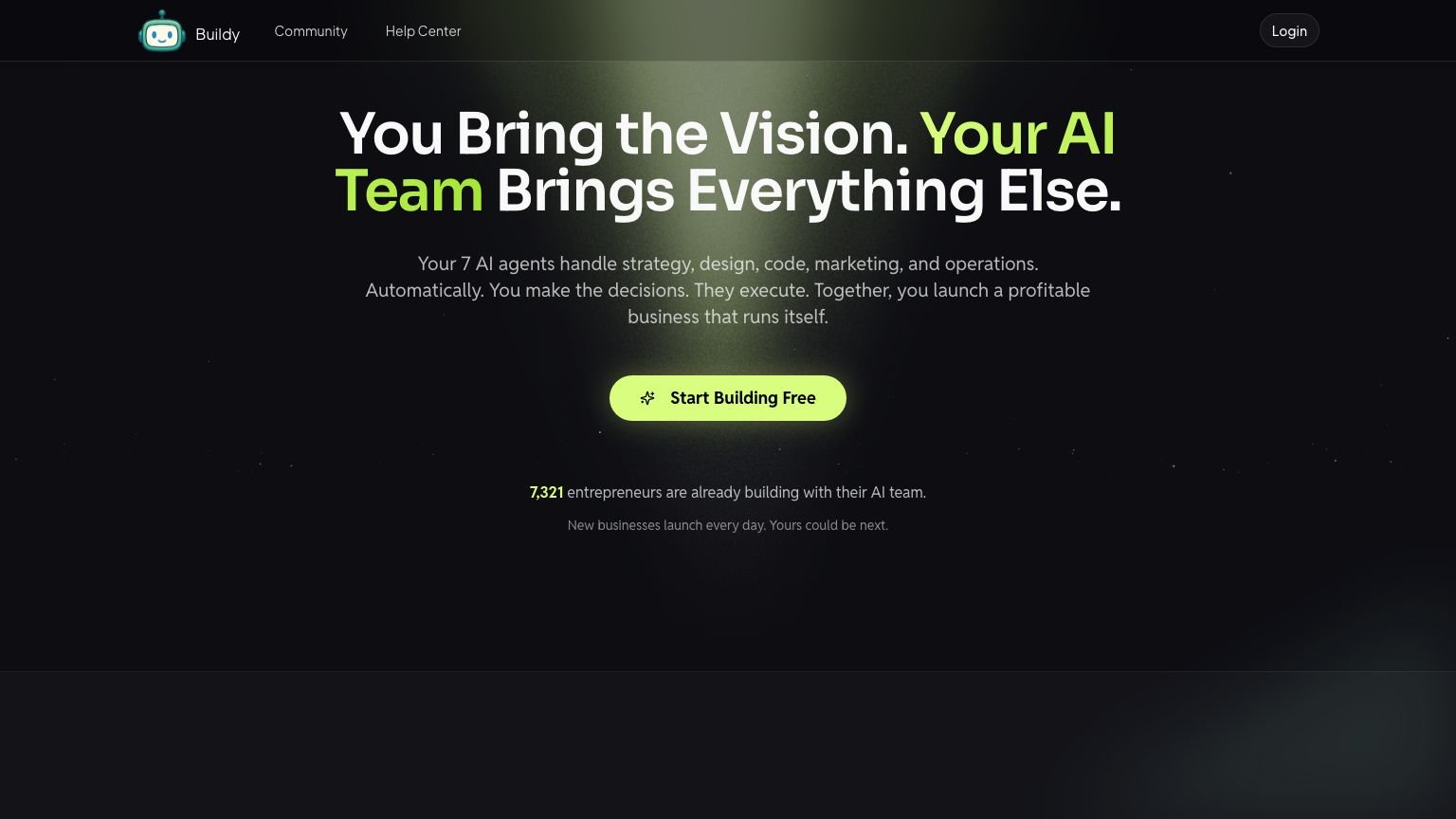 Buildy AI community page showing the Builders by Buildy.ai Skool group with member count and community features