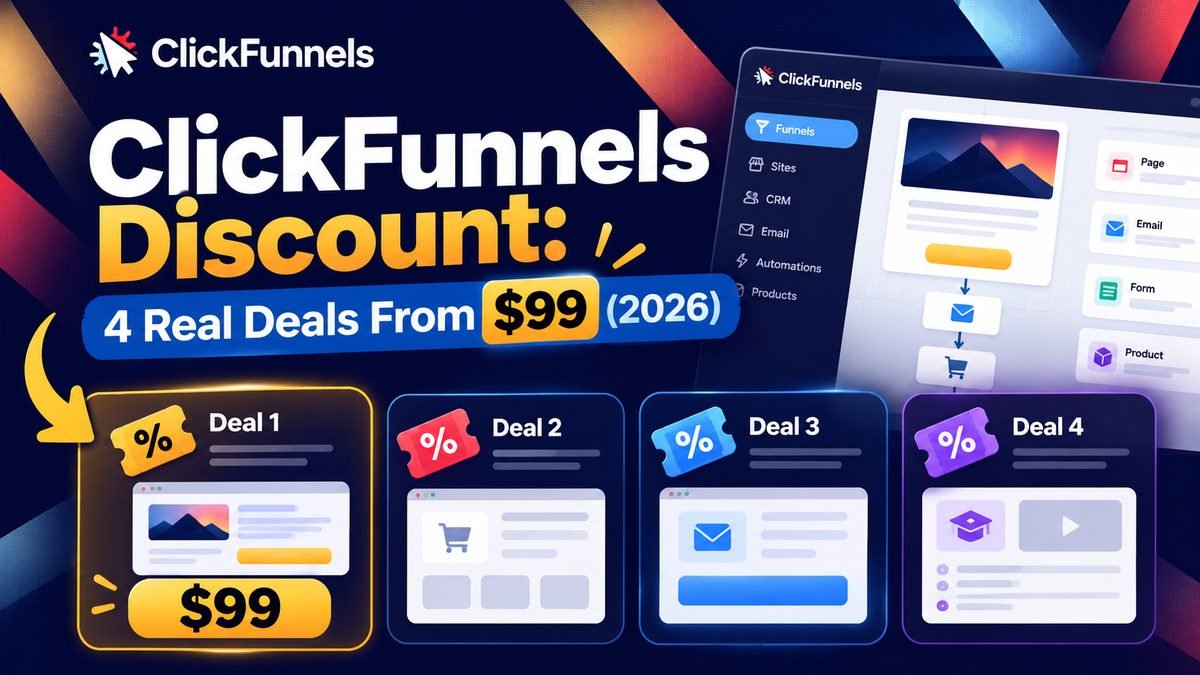 ClickFunnels discount options for 2026 compared, with the 3 months for $99 offer highlighted