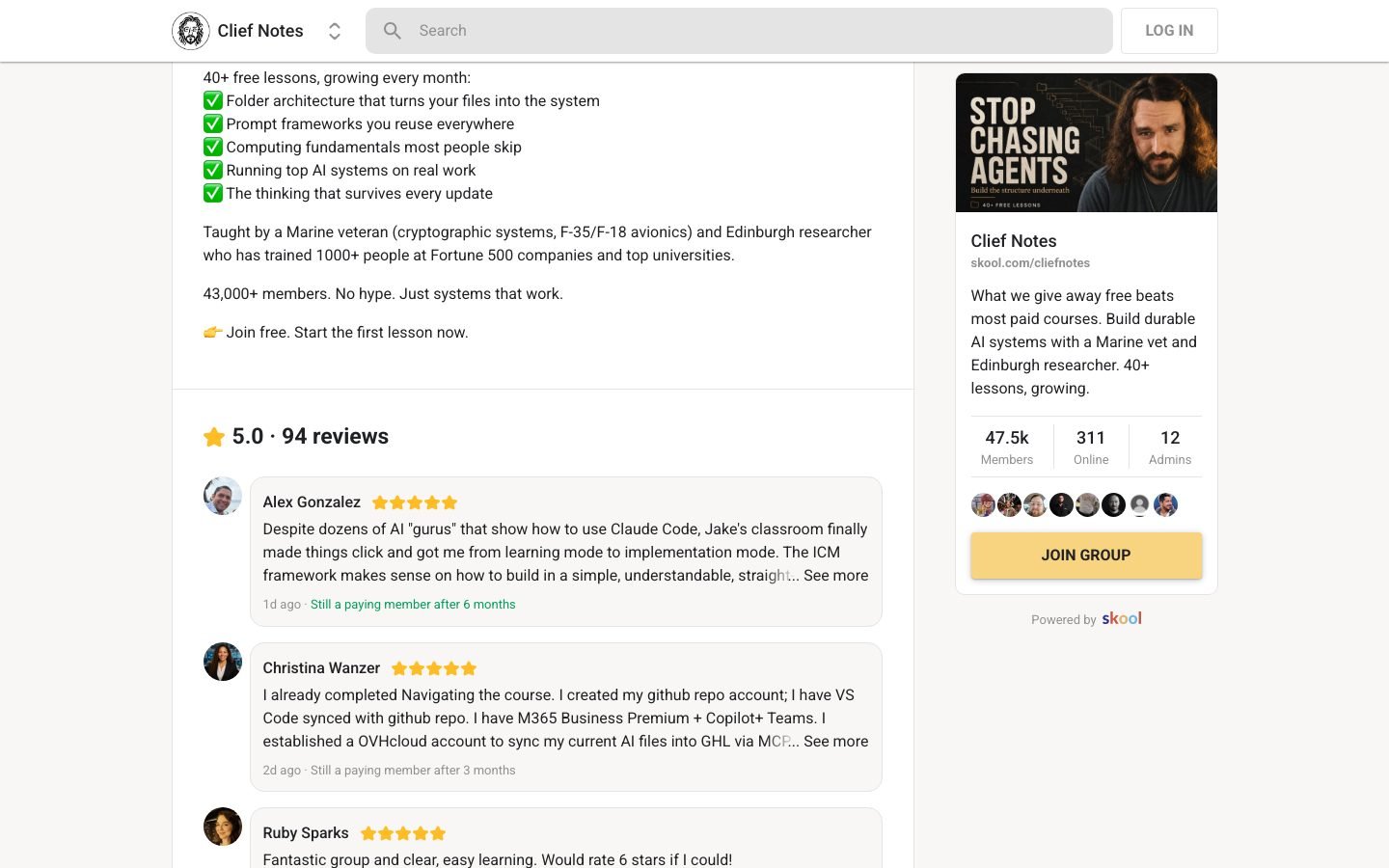 Clief Notes what-you-get section listing the included AI training modules