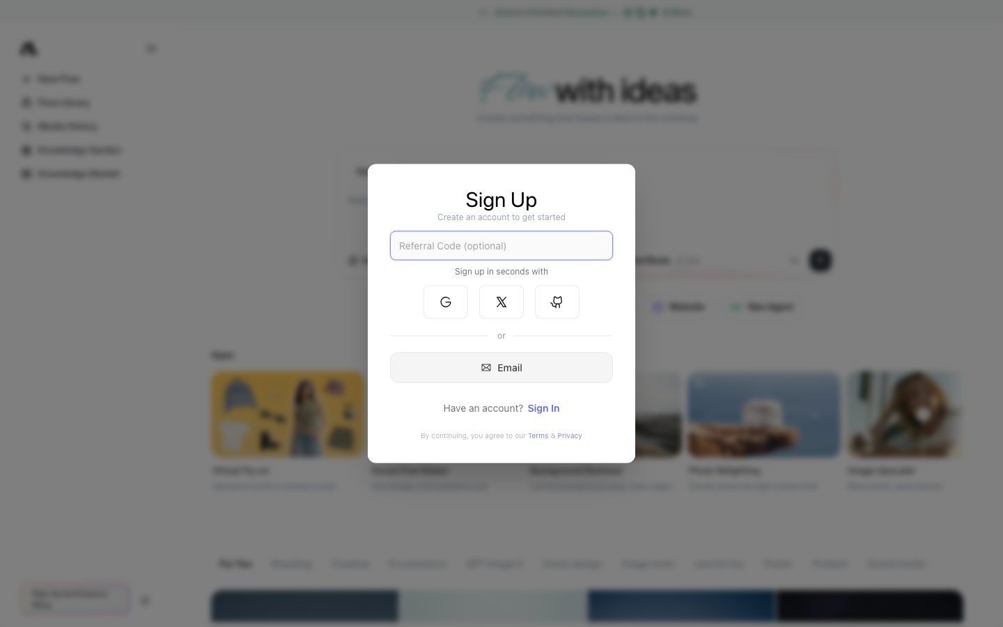 Flowith homepage, one of the AI video alternatives compared against Higgsfield