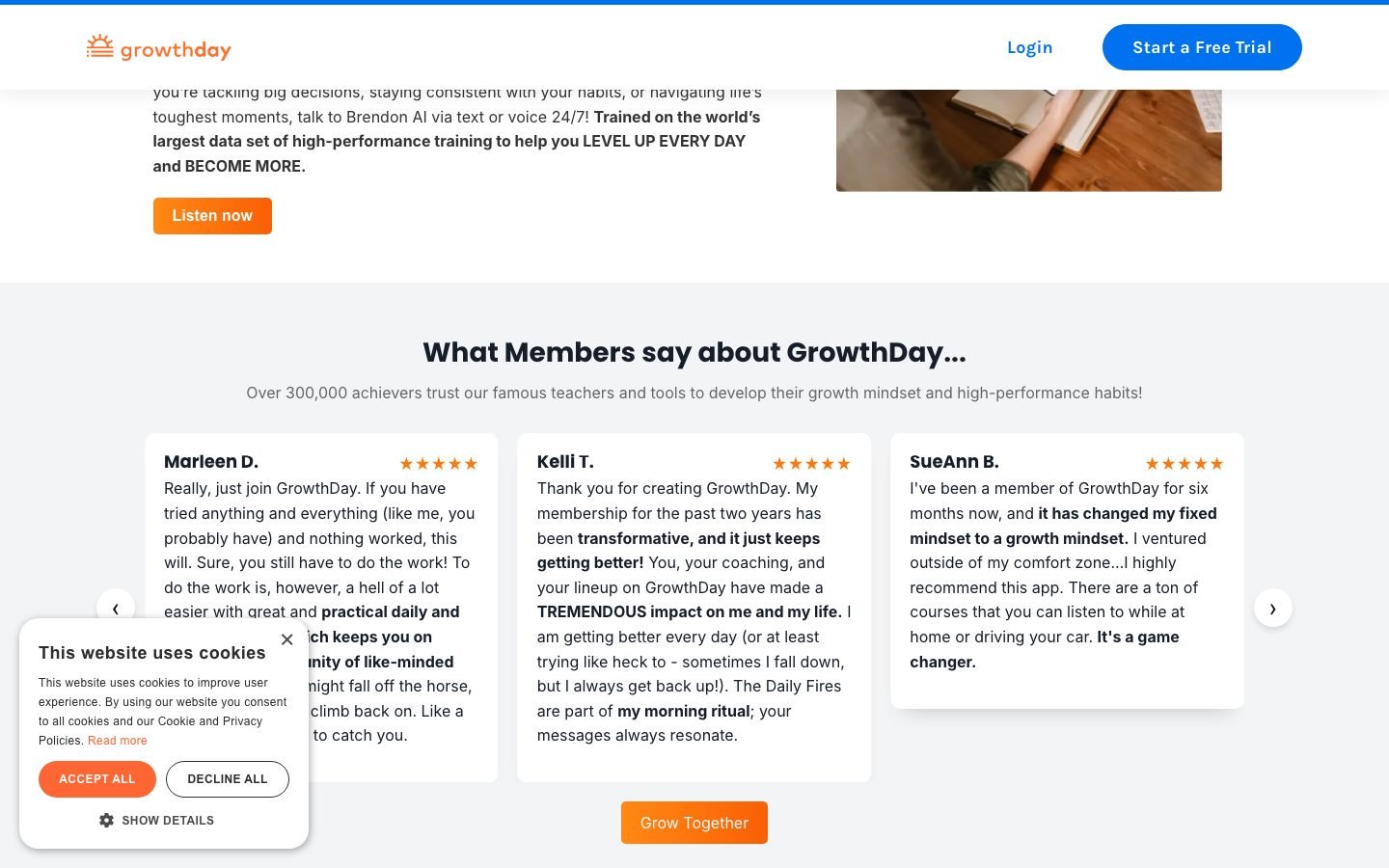 GrowthDay pricing showing what ongoing access to the habit programme costs