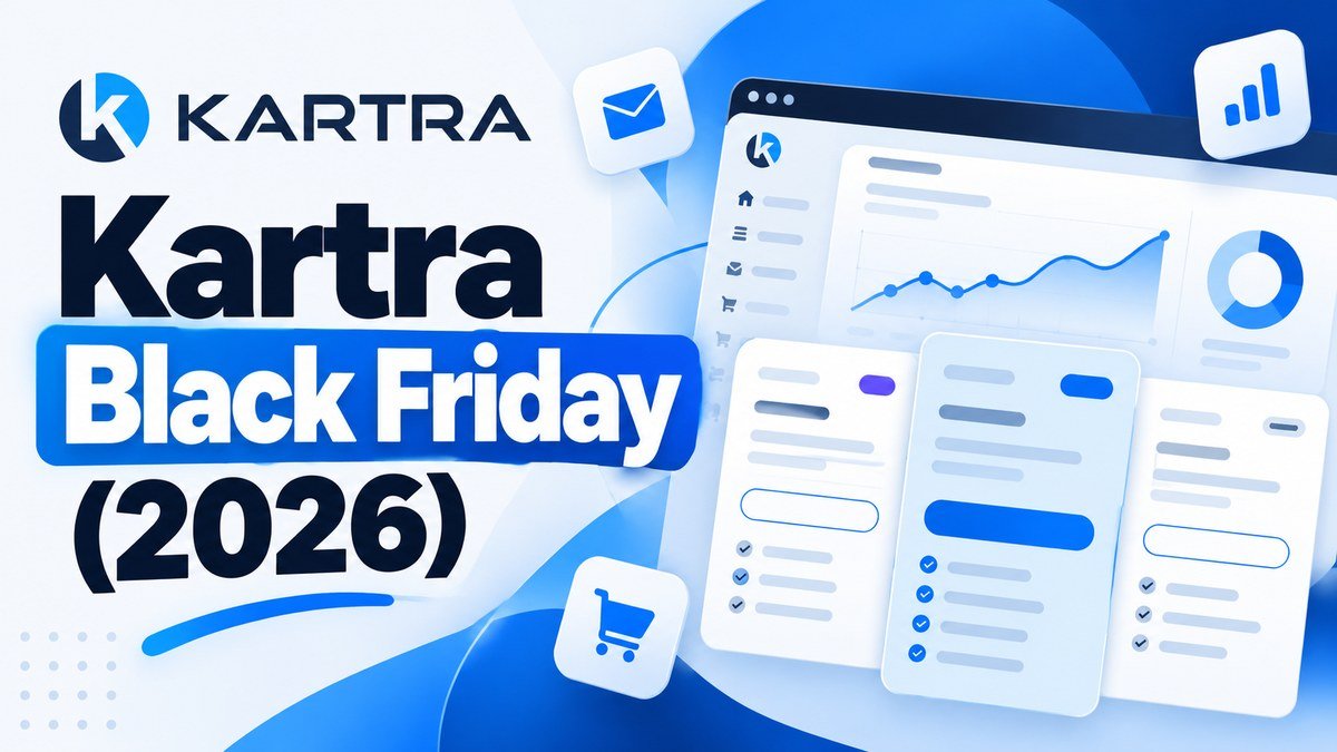 Kartra Black Friday 2026 deal tracker with the Kartra logo and a dashboard showing three plan cards