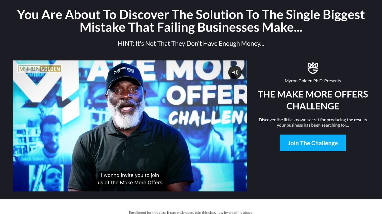 MMOC homepage showing the challenge registration page with pricing and enrollment details