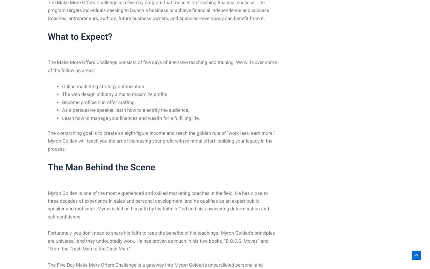 Make More Offers Challenge sales page showing the challenge positioning and headline offer