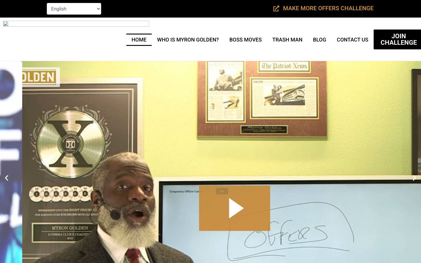 Myron Golden's official site showing his published background and programmes