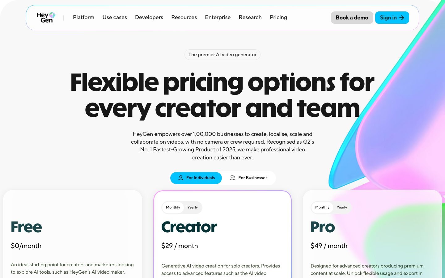 HeyGen pricing page shown as the main alternative compared against MakeUGC