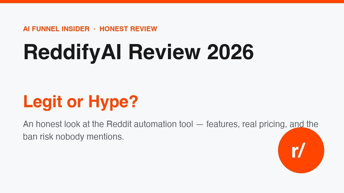 ReddifyAI Reddit marketing automation dashboard showing AI content creation, subreddit targeting, and auto-DM lead capture