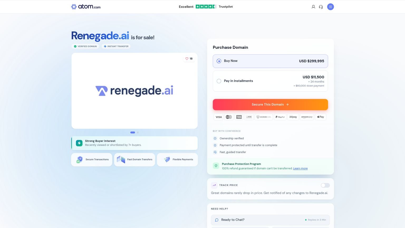 Renegade AI homepage showing pricing and community details on the Skool platform