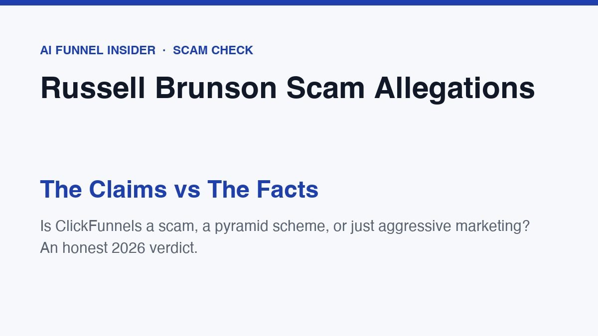 Russell Brunson and ClickFunnels scam allegations examined — the claims versus the facts in 2026