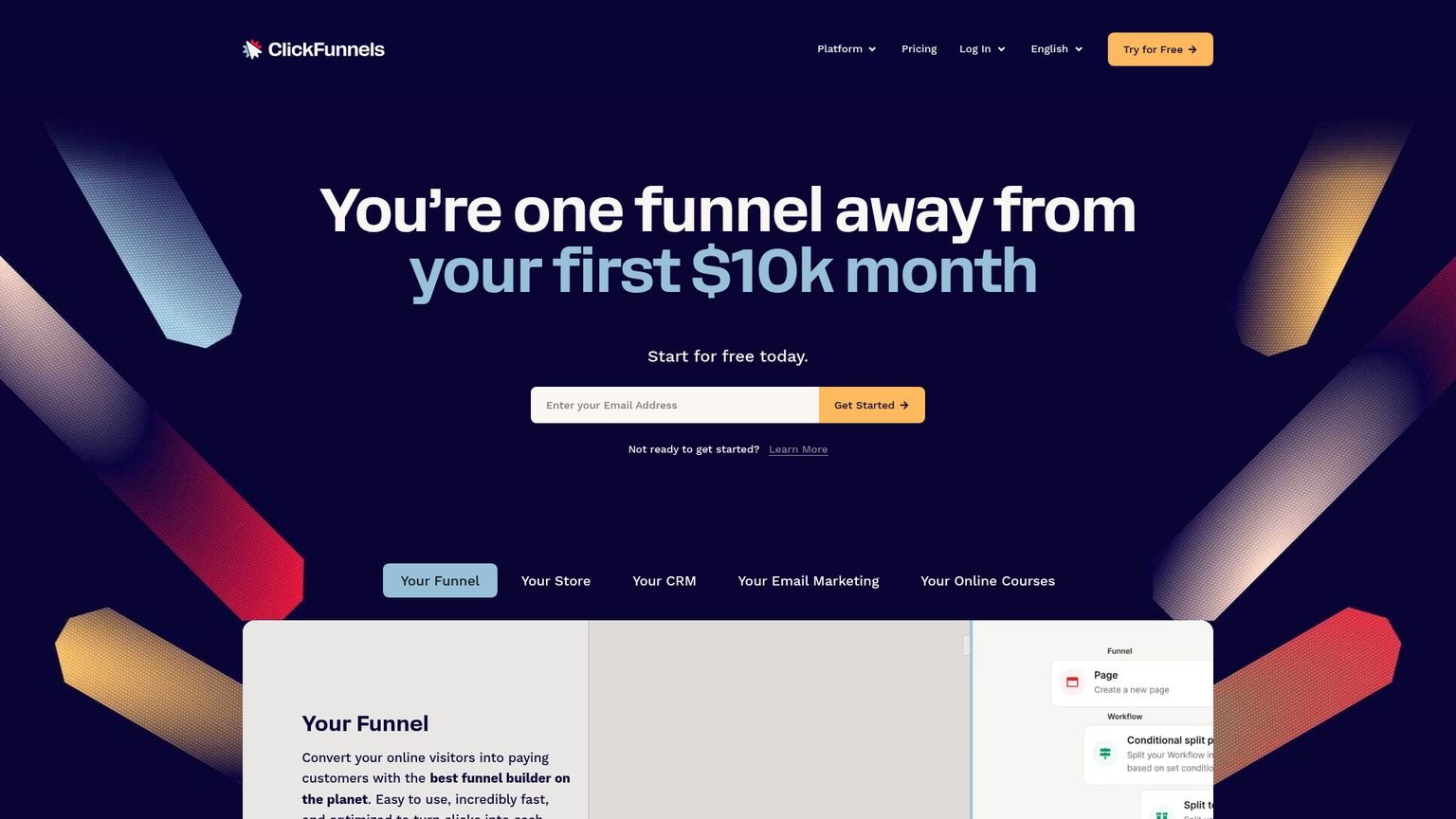 ClickFunnels homepage