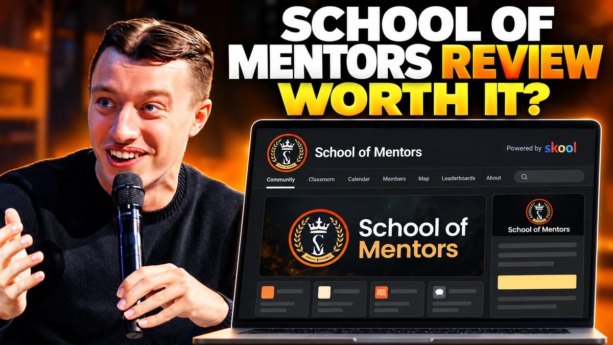 James Dumoulin with the School of Mentors page on a laptop