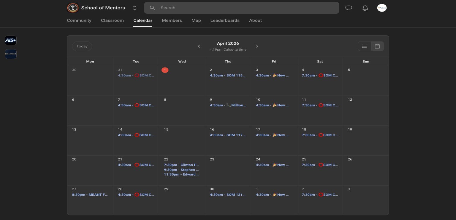 School of Mentors Live Call Calendar April 2026
