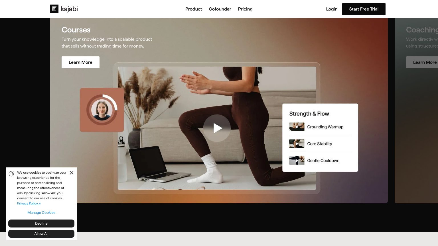 Kajabi course builder interface